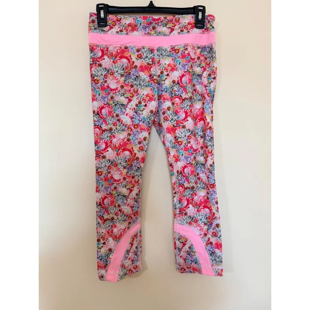 Lululemon Run Inspire Crop II Leggings Size 6 Floral Print Athletic Yoga Pants